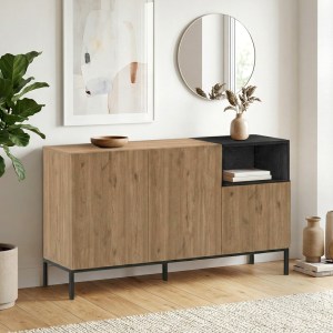 meg-GP037-0326,1-0 ΜΠΟΥΦΕΣ CAILIN MEGAPAP ΧΡΩΜΑ SEPET OAK - BLACK WOOD 140X41,8X80ΕΚ.