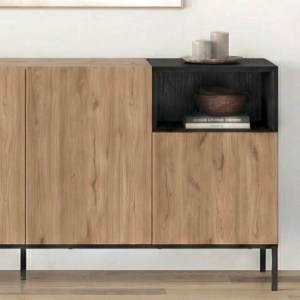 meg-GP037-0327,1-1 ΜΠΟΥΦΕΣ CAILIN MEGAPAP ΧΡΩΜΑ SEPET OAK - BLACK WOOD 180X41,8X80ΕΚ.