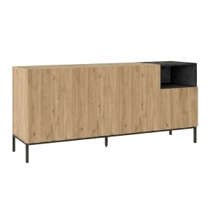 meg-GP037-0327,1-2 ΜΠΟΥΦΕΣ CAILIN MEGAPAP ΧΡΩΜΑ SEPET OAK - BLACK WOOD 180X41,8X80ΕΚ.