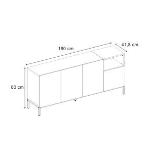 meg-GP037-0327,1-3 ΜΠΟΥΦΕΣ CAILIN MEGAPAP ΧΡΩΜΑ SEPET OAK - BLACK WOOD 180X41,8X80ΕΚ.