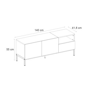meg-GP037-0329,1-6 ΕΠΙΠΛΟ ΤΗΛΕΟΡΑΣΗΣ CAILIN MEGAPAP ΧΡΩΜΑ SEPET OAK - BLACK WOOD 140X41,8X55ΕΚ.