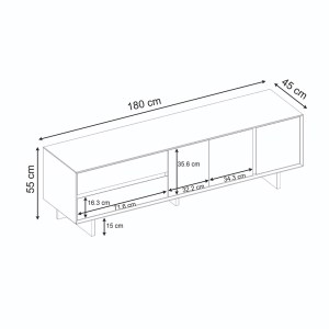 meg-GP037-0332,2-4 ΕΠΙΠΛΟ ΤΗΛΕΟΡΑΣΗΣ CAPRI MEGAPAP ΧΡΩΜΑ SAPPHIRE OAK 180X45X55ΕΚ.