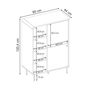 meg-GP037-0333,1-6 ΜΠΟΥΦΕΣ COLIA MEGAPAP ΧΡΩΜΑ SEPET OAK 85X44X120,4ΕΚ.