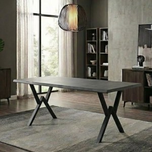 meg-GP038-0005,3-0 ΤΡΑΠΕΖΙ WALTER MEGAPAP MDF - ΜΕΤΑΛΛΙΚΟ ΧΡΩΜΑ ΣΚΟΥΡΟ ΓΚΡΙ ΣΚΥΡΟΔΕΜΑΤΟΣ 200X100X75ΕΚ.
