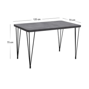 meg-GP038-0011,3-5 ΤΡΑΠΕΖΙ ROGER MEGAPAP MDF - ΜΕΤΑΛΛΙΚΟ ΧΡΩΜΑ ΣΚΟΥΡΟ ΓΚΡΙ ΣΚΥΡΟΔΕΜΑΤΟΣ 120X70X75ΕΚ.