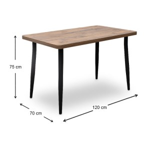 meg-GP038-0012,1-4 ΤΡΑΠΕΖΙ LEVICO MEGAPAP MDF - ΜΕΤΑΛΛΙΚΟ ΧΡΩΜΑ ΑΚΑΚΙΑΣ 120X70X75ΕΚ.