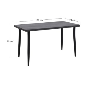 meg-GP038-0012,3-5 ΤΡΑΠΕΖΙ LEVICO MEGAPAP MDF - ΜΕΤΑΛΛΙΚΟ ΧΡΩΜΑ ΣΚΟΥΡΟ ΓΚΡΙ ΣΚΥΡΟΔΕΜΑΤΟΣ 120X70X75ΕΚ.