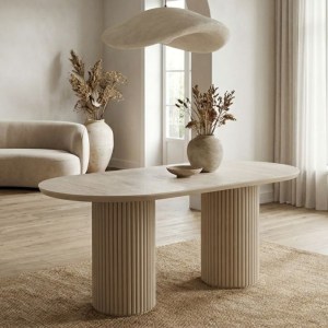 meg-GP038-0031,1-0 ΤΡΑΠΕΖΙ HAZAR MEGAPAP MDF ΧΡΩΜΑ TRAVERTINE - SANDSTONE 180X90X77ΕΚ.