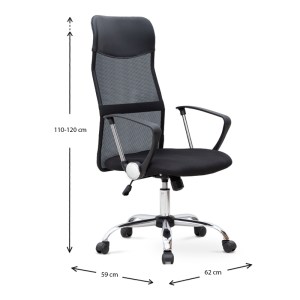 meg-GP040-0001,1-8 ΚΑΡΕΚΛΑ ΓΡΑΦΕΙΟΥ MARCO MEGAPAP ΜΕ ΥΦΑΣΜΑ MESH ΧΡΩΜΑ ΜΑΥΡΟ 62X59X110/120ΕΚ.