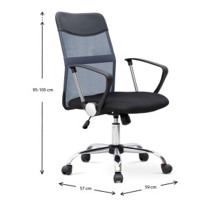 meg-GP040-0002,2-8 ΚΑΡΕΚΛΑ ΓΡΑΦΕΙΟΥ FRANCO MEGAPAP ΜΕ ΥΦΑΣΜΑ MESH ΧΡΩΜΑ ΓΚΡΙ - ΜΑΥΡΟ 59X57X95/105ΕΚ.