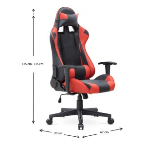 meg-GP040-0008,2-9 ΚΑΡΕΚΛΑ ΓΡΑΦΕΙΟΥ GAMING ALONSO MEGAPAP ΑΠΟ ΤΕΧΝΟΔΕΡΜΑ ΧΡΩΜΑ ΚΟΚΚΙΝΟ - ΜΑΥΡΟ 67X70X125/135 ΕΚ.