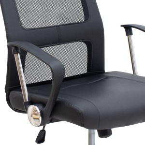 meg-GP040-0014,1-7 ΚΑΡΕΚΛΑ ΓΡΑΦΕΙΟΥ OVIS MEGAPAP ΜΕ ΤΕΧΝΟΔΕΡΜΑ ΚΑΙ ΥΦΑΣΜΑ MESH ΧΡΩΜΑ ΜΑΥΡΟ 63X63X119/129ΕΚ.