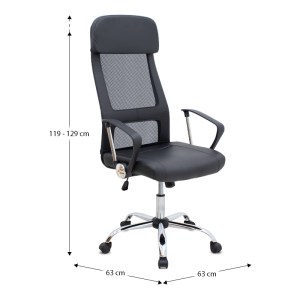 meg-GP040-0014,1-9 ΚΑΡΕΚΛΑ ΓΡΑΦΕΙΟΥ OVIS MEGAPAP ΜΕ ΤΕΧΝΟΔΕΡΜΑ ΚΑΙ ΥΦΑΣΜΑ MESH ΧΡΩΜΑ ΜΑΥΡΟ 63X63X119/129ΕΚ.