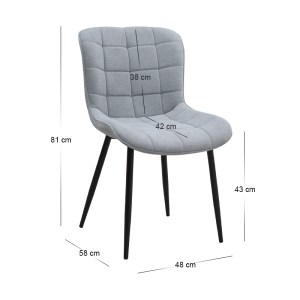 meg-GP040-0024,2-10 ΚΑΡΕΚΛΑ ΤΡΑΠΕΖΑΡΙΑΣ CHIARA MEGAPAP ΓΚΡΙ ΥΦΑΣΜΑ - ΜΕΤΑΛΛΙΚΟ ΜΑΥΡΟ ΠΟΔΙ 48X58X81ΕΚ.