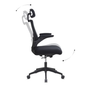 meg-GP040-0025,1-6 ΚΑΡΕΚΛΑ ΓΡΑΦΕΙΟΥ ΔΙΕΥΘΥΝΤΙΚΗ BELORA MEGAPAP ΜΕ ΥΦΑΣΜΑ MESH ΧΡΩΜΑ ΜΑΥΡΟ 63,5X62X117/127ΕΚ.