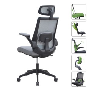 meg-GP040-0025,2-1 ΚΑΡΕΚΛΑ ΓΡΑΦΕΙΟΥ ΔΙΕΥΘΥΝΤΙΚΗ BELORA MEGAPAP ΜΕ ΥΦΑΣΜΑ MESH ΧΡΩΜΑ ΓΚΡΙ 63,5X62X117/127ΕΚ.