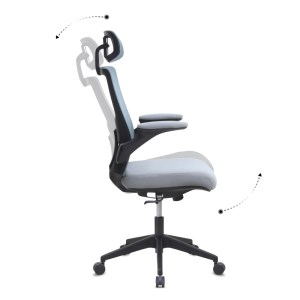 meg-GP040-0025,2-6 ΚΑΡΕΚΛΑ ΓΡΑΦΕΙΟΥ ΔΙΕΥΘΥΝΤΙΚΗ BELORA MEGAPAP ΜΕ ΥΦΑΣΜΑ MESH ΧΡΩΜΑ ΓΚΡΙ 63,5X62X117/127ΕΚ.