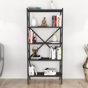 meg-GP041-0001,4-2 ΒΙΒΛΙΟΘΗΚΗ COLMAR MEGAPAP ΜΕΤΑΛΛΙΚΗ - ΜΕΛΑΜΙΝΗΣ ΧΡΩΜΑ ΑΝΘΡΑΚΙ 66X34X160ΕΚ.