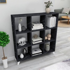 meg-GP041-0009,3-3 ΒΙΒΛΙΟΘΗΚΗ ΜΕΛΑΜΙΝΗΣ SAUL MEGAPAP ΧΡΩΜΑ ΜΑΥΡΟ ΕΦΕ ΜΑΡΜΑΡΟΥ 88,2X20X88,2ΕΚ.