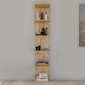 meg-GP041-0010,2-2 ΒΙΒΛΙΟΘΗΚΗ - ΡΑΦΙΕΡΑ ΤΟΙΧΟΥ ΜΕΛΑΜΙΝΗΣ OGDEN MEGAPAP ΧΡΩΜΑ PINE OAK 34,5X30X180ΕΚ.