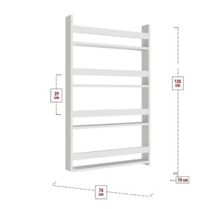 meg-GP041-0011,1-4 ΕΠΙΤΟΙΧΙΑ ΒΙΒΛΙΟΘΗΚΗ - ΡΑΦΙΕΡΑ MONTESSORI MEGAPAP ΑΠΟ ΜΕΛΑΜΙΝΗ ΧΡΩΜΑ ΛΕΥΚΟ 70X10X120ΕΚ.