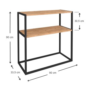 meg-GP041-0018,2-4 ΚΟΝΣΟΛΑ CASTEL MEGAPAP ΜΕΤΑΛΛΙΚΗ - ΜΕΛΑΜΙΝΗΣ ΧΡΩΜΑ ΜΑΥΡΟ - PINE OAK 90X33,5X90ΕΚ.
