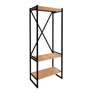 meg-GP041-0027,2-1 ΕΠΙΠΛΟ ΕΙΣΟΔΟΥ - ΚΡΕΜΑΣΤΡΑ ZULA MEGAPAP ΜΕΤΑΛΛΙΚΗ - ΜΕΛΑΜΙΝΗΣ ΧΡΩΜΑ ΜΑΥΡΟ - PINE OAK 66X30X160ΕΚ.