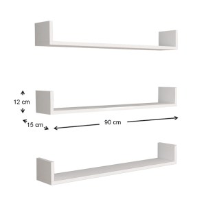 meg-GP041-0028,1-2 ΡΑΦΙΕΡΑ ΤΟΙΧΟΥ TYRION MEGAPAP 3 ΤΕΜΑΧΙΩΝ ΑΠΟ ΜΕΛΑΜΙΝΗ ΧΡΩΜΑ ΛΕΥΚΟ 90X15X12ΕΚ.