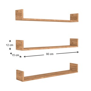meg-GP041-0028,2-2 ΡΑΦΙΕΡΑ ΤΟΙΧΟΥ TYRION MEGAPAP 3 ΤΕΜΑΧΙΩΝ ΑΠΟ ΜΕΛΑΜΙΝΗ ΧΡΩΜΑ PINE OAK 90X15X12ΕΚ.