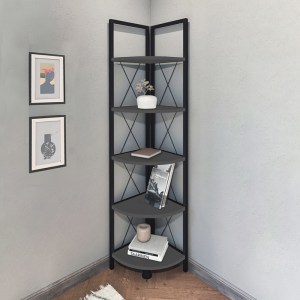 meg-GP041-0041,2-0 ΒΙΒΛΙΟΘΗΚΗ ΓΩΝΙΑΚΗ KELSIE MEGAPAP ΧΡΩΜΑ ΜΑΥΡΟ - ΑΝΘΡΑΚΙ 33X33X162ΕΚ.