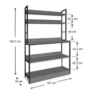 meg-GP041-0042,2-2 ΕΠΙΠΛΟ ΚΟΥΖΙΝΑΣ FOYER MEGAPAP ΜΕΤΑΛΛΙΚΟ - ΜΕΛΑΜΙΝΗΣ ΧΡΩΜΑ ΜΑΥΡΟ - ΑΝΘΡΑΚΙ 101X36X160,7ΕΚ.