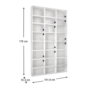 meg-GP041-0045,1-3 ΒΙΒΛΙΟΘΗΚΗ ΜΕΛΑΜΙΝΗΣ FYODOR MEGAPAP ΧΡΩΜΑ ΛΕΥΚΟ 102X16X178ΕΚ.