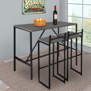 meg-GP041-0058,2-1 ΤΡΑΠΕΖΙ ΜΠΑΡ - STAND CREGO MEGAPAP ΜΕΤΑΛΛΙΚΟ - ΜΕΛΑΜΙΝΗΣ ΧΡΩΜΑ ΑΝΘΡΑΚΙ - ΜΑΥΡΟ 100X45X89ΕΚ.