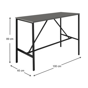 meg-GP041-0058,2-2 ΤΡΑΠΕΖΙ ΜΠΑΡ - STAND CREGO MEGAPAP ΜΕΤΑΛΛΙΚΟ - ΜΕΛΑΜΙΝΗΣ ΧΡΩΜΑ ΑΝΘΡΑΚΙ - ΜΑΥΡΟ 100X45X89ΕΚ.