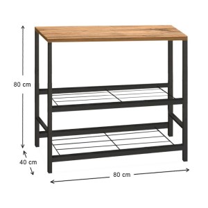 meg-GP041-0061,1-2 ΒΟΗΘΗΤΙΚΟ ΤΡΑΠΕΖΑΚΙ ΓΙΑ ΦΟΥΡΝΑΚΙ MULLIGAN MEGAPAP ΜΕΤΑΛΛΙΚΟ - ΜΕΛΑΜΙΝΗΣ ΧΡΩΜΑ ΜΑΥΡΟ - PINE OAK 80X40X80ΕΚ.