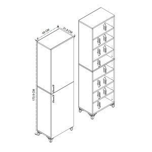meg-GP041-0069,1-6 ΝΤΟΥΛΑΠΙ ΚΟΥΖΙΝΑΣ/ΜΠΑΝΙΟΥ CHARLIE MEGAPAP ΧΡΩΜΑ ΛΕΥΚΟ 49X31,8X173,9ΕΚ.