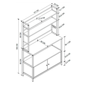 meg-GP041-0077,1-4 ΕΠΙΠΛΟ ΚΟΥΖΙΝΑΣ SEVERO MEGAPAP ΜΕΤΑΛΛΙΚΟ - ΜΕΛΑΜΙΝΗΣ ΧΡΩΜΑ ΜΑΥΡΟ - ΚΑΠΝΙΣΤΗ ΚΑΡΥΔΙΑ 101X36X160ΕΚ.