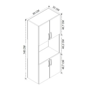 meg-GP041-0086,1-4 ΝΤΟΥΛΑΠΑ ΚΟΥΖΙΝΑΣ ARMADO MEGAPAP ΧΡΩΜΑ ΛΕΥΚΟ 60X32X140ΕΚ.