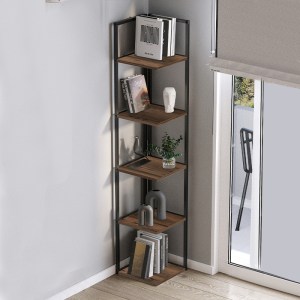 meg-GP041-0095,1-0 ΒΙΒΛΙΟΘΗΚΗ ΓΩΝΙΑΚΗ LIDIA MEGAPAP ΧΡΩΜΑ ΜΑΥΡΟ - ΚΑΠΝΙΣΤΗ ΚΑΡΥΔΙΑ 33,5X33,5X180ΕΚ.