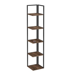 meg-GP041-0095,1-2 ΒΙΒΛΙΟΘΗΚΗ ΓΩΝΙΑΚΗ LIDIA MEGAPAP ΧΡΩΜΑ ΜΑΥΡΟ - ΚΑΠΝΙΣΤΗ ΚΑΡΥΔΙΑ 33,5X33,5X180ΕΚ.
