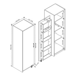 meg-GP041-0113,1-4 ΝΤΟΥΛΑΠΙ ΚΟΥΖΙΝΑΣ - ΜΠΑΝΙΟΥ ALTAY MEGAPAP ΧΡΩΜΑ ΛΕΥΚΟ 48,9X44,1X155,5ΕΚ.
