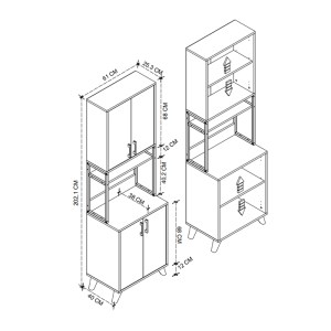 meg-GP041-0115,2-4 ΕΠΙΠΛΟ ΚΟΥΖΙΝΑΣ SEDEF MEGAPAP ΧΡΩΜΑ ΑΝΘΡΑΚΙ 61X40X202,1ΕΚ.
