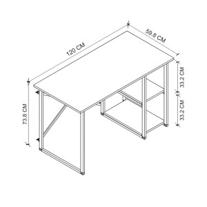 meg-GP041-0120,2-5 ΓΡΑΦΕΙΟ ΕΡΓΑΣΙΑΣ ODEON MEGAPAP ΧΡΩΜΑ RUSTIC ΚΑΠΝΙΣΤΗ ΚΑΡΥΔΙΑ 120X59,8X73,8ΕΚ.