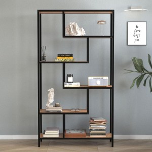meg-GP041-0125,1-2 ΒΙΒΛΙΟΘΗΚΗ LARISSA MEGAPAP ΧΡΩΜΑ ΜΑΥΡΟ - PINE OAK 90X30X159ΕΚ.