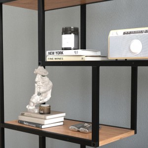 meg-GP041-0125,1-3 ΒΙΒΛΙΟΘΗΚΗ LARISSA MEGAPAP ΧΡΩΜΑ ΜΑΥΡΟ - PINE OAK 90X30X159ΕΚ.