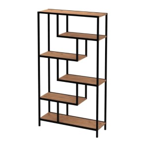 meg-GP041-0125,1-4 ΒΙΒΛΙΟΘΗΚΗ LARISSA MEGAPAP ΧΡΩΜΑ ΜΑΥΡΟ - PINE OAK 90X30X159ΕΚ.