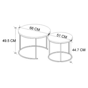 meg-GP041-0130,2-4 ΤΡΑΠΕΖΑΚΙ ΣΑΛΟΝΙΟΥ ΣΕΤ 2 ΤΜΧ HILAL MEGAPAP ΧΡΩΜΑ SAPPHIRE OAK Ø66X49,5ΕΚ.