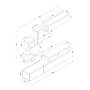 meg-GP042-0004,2-3 ΣΥΝΘΕΣΗ ΤΗΛΕΟΡΑΣΗΣ STAMATIA MEGAPAP ΑΠΟ ΜΕΛΑΜΙΝΗ ΧΡΩΜΑ ΛΕΥΚΟ - ΚΑΡΥΔΙ 210X36,8X46,8ΕΚ.