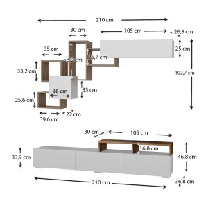 meg-GP042-0004,2-5 ΣΥΝΘΕΣΗ ΤΗΛΕΟΡΑΣΗΣ STAMATIA MEGAPAP ΧΡΩΜΑ ΛΕΥΚΟ - ΚΑΡΥΔΙ 210X36,8X46,8ΕΚ.