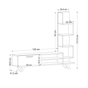 meg-GP042-0028,1-6 ΕΠΙΠΛΟ ΤΗΛΕΟΡΑΣΗΣ CEREN MEGAPAP ΧΡΩΜΑ ΛΕΥΚΟ - CORDOBA 149,5X31X131,6ΕΚ.